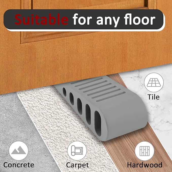 JQK Rubber Door Stopper Wedge, Wooden Floor, DSB61-GY-P2 - Image 4