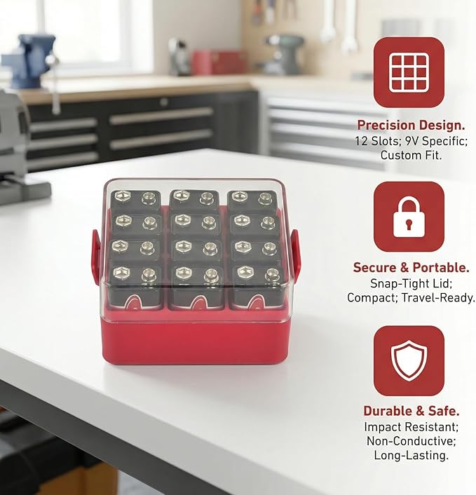 ALCYON Battery Organizer Storage Case, Battery Vault Box Container - Image 2