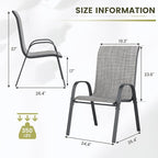 UDPATIO Patio Chairs Set of 6, Stackable Outdoor Dining Chairs for All Weather, Outdoor Furniture with Breathable Textilene Fabric, 350LBS Capacity, for Garden, Backyard, Deck (Light Grey) - Image 3