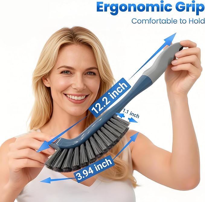 3 Pack Hard Bristle Scrub Brush Set, Cleaning Brush Designed - Image 2