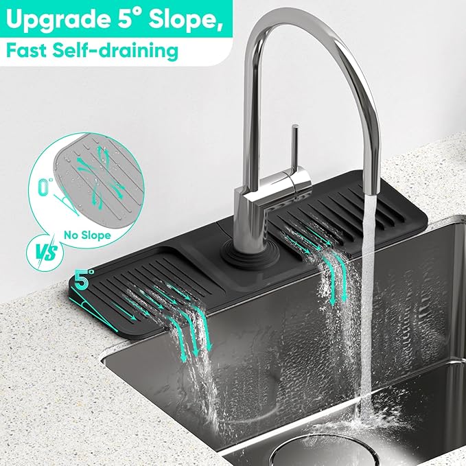 17.7inch Faucet Mat for Kitchen Sink Kitchen Sink Splash Guard Silicone Kitchen - Image 3