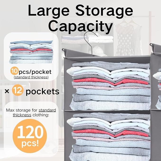 Space-Saving Hanging Closet Storage Organizer – Dual-Row Foldable Shelves - Image 6