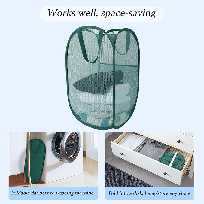 Upgraded 100L Extra Large Collapsible Laundry Baskets, 2 Pack XL Mesh Pop Up - Image 5