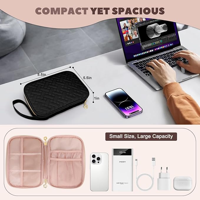 Electronics Organizer Travel Case, Charger Bag Cord Organizer Travel, Compact - Image 4