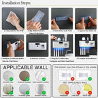 Toothbrush Holders for Bathrooms, Toothbrush Holder Wall Mounted - Image 8