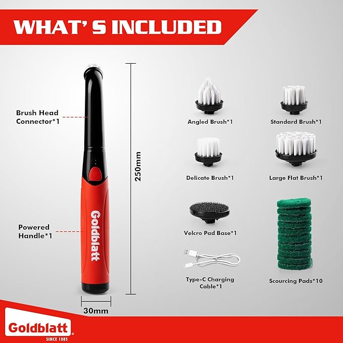 Goldblatt Cordless Electric Spin Scrubber 18-Piece Kit, Power Scrubber - Image 7