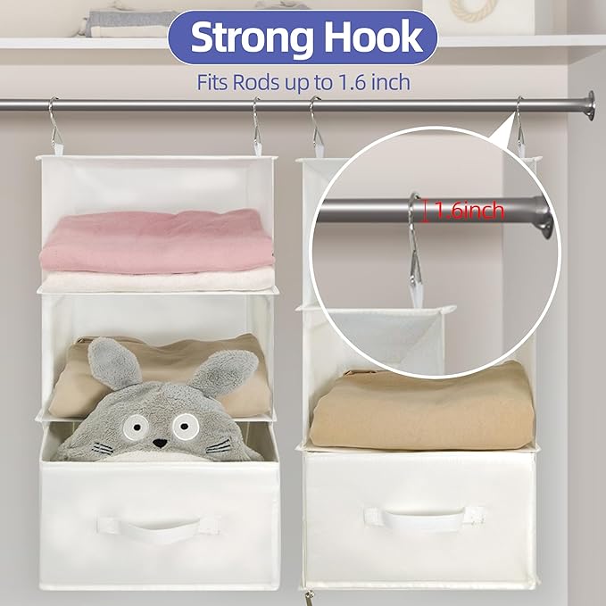 Twira 6-Shelf Hanging Closet Organizer, 2 Separable 3-Shelf Hanging Shelves - Image 5