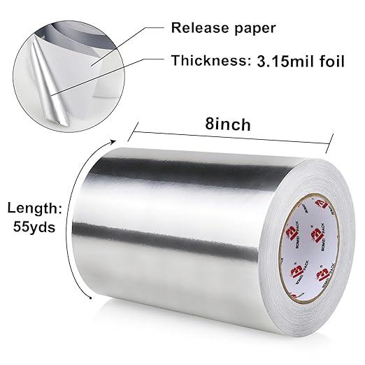 BOMEI PACK Aluminum Foil Tape, Heavy Duty Metal Duct Tape, High Temperature - Image 2