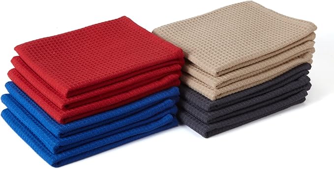 Encasa XO Kitchen Dish Towels Set | Multicolor | Waffle Weave and Flat Hand Tea by EncasaXO