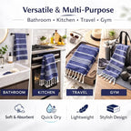 Clotho 4 Pack Navy Blue Turkish Hand Towels - Image 2