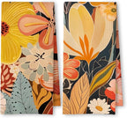 Abstract Boho Floral Kitchen Towels Set of 2, Maximalist Colorful Flower Hand by Unknown