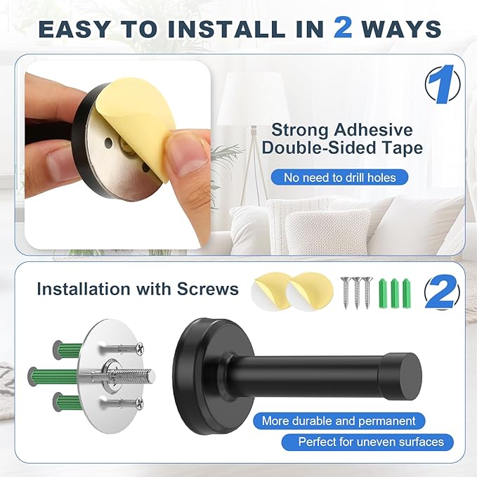 2 Pack Door Stoppers, No Drilling Wall Protection - Image 2