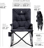 EVER ADVANCED Oversized Folding Rocking Camping Chair, Padded Portable Rocker Chairs for Patio, Lawn and Outdoors, Heavy Duty Hard Armchair for Adults Supports 400lbs, Black - Image 7