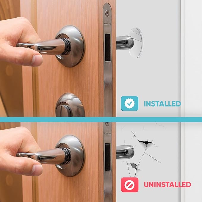 Strongest Home Wall & Door Handle Stopper 3.15" Set of 4 Pieces Clear Rubber - Image 5