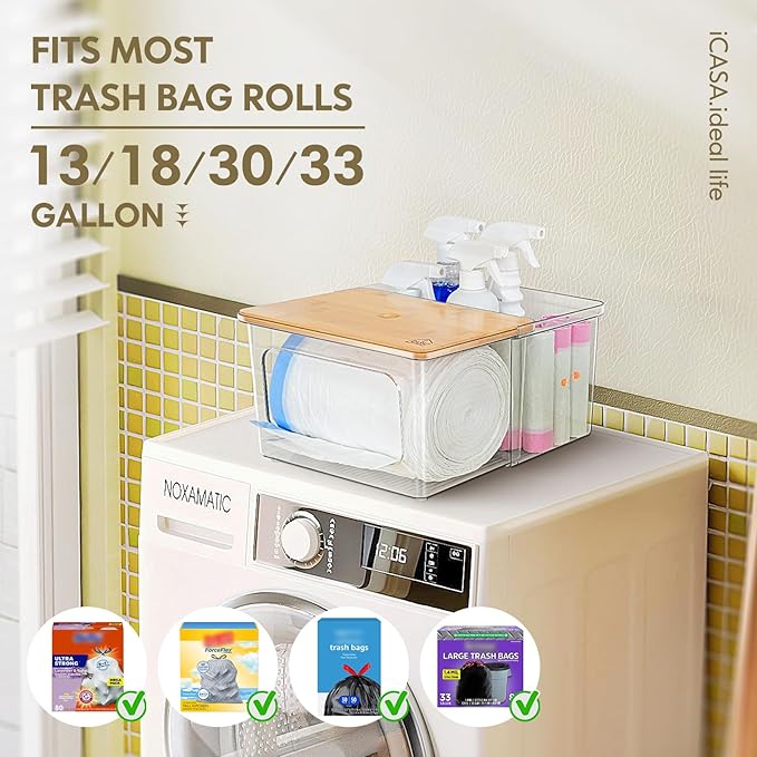 Trash Bag Dispenser Under Sink Organizer, 2-in-1 Acrylic Trash Bags Holder - Image 4