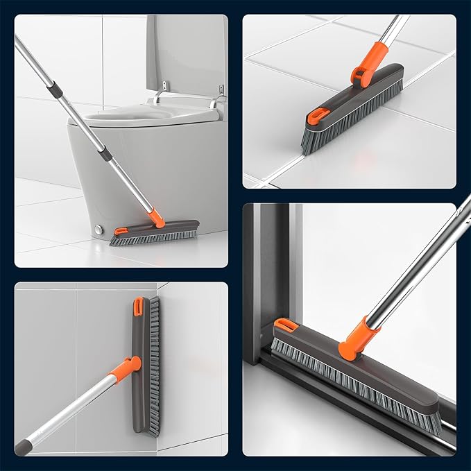 AIR U+ Grout Brush with Long Handle 180° Swivel Scrub Brush with Tweezers to - Image 6