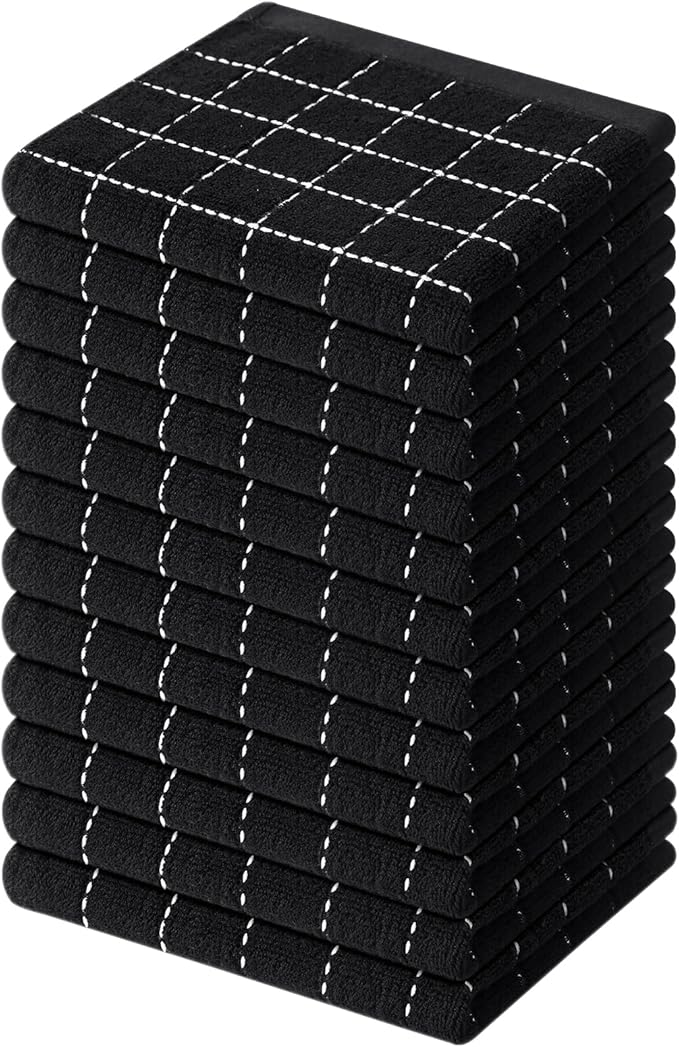Mordimy 100% Cotton Terry Cloth Dish Cloths, Soft and Absorbent Checkered Dish by Mordimy