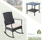 Greesum 3 Pieces Patio Furniture Set Outdoor Wicker Rocking Chairs with Glass Coffee Table for Garden Backyard Porch Poolside, Beige - Image 6
