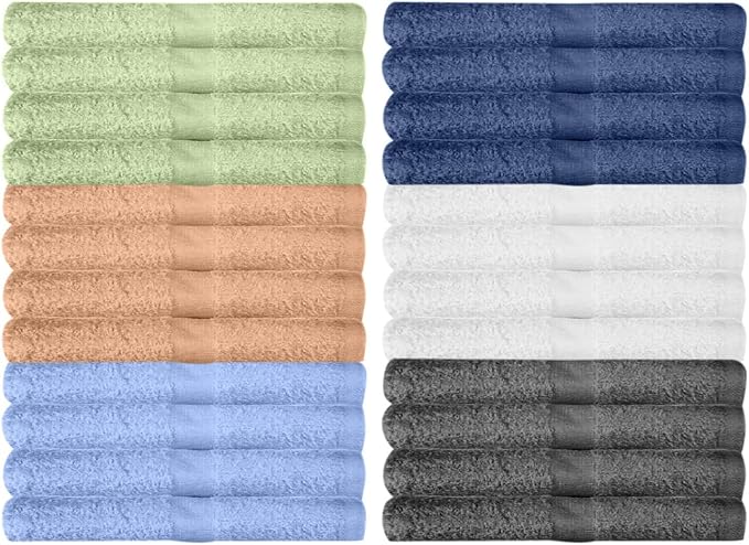 12 Pack Washcloths | Multicolour 100% Cotton Extra Absorbent Face Towels | Soft - Image 3