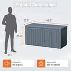 Greesum 110 Gallon Outdoor Storage Box with Lockable Lid, All-Weather Solution for Patio Furniture, Pool Supplies & Garden Tools, Waterproof, UV-Resistant Large Deck Box, Gray - Image 7