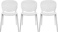 2xhome Set of 3 Patio Dining Chairs | Modern Stackable Outdoor Pool Side Chair | Weather Resistant Plastic for Yard, Porch, Balcony, Kitchen, White by 2xhome