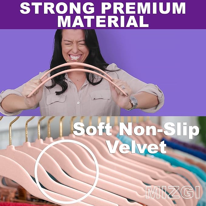 MIZGI Premium Velvet Hangers Pack 60 Pcs Heavyduty - Image 2