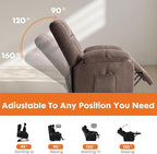 Sweetcrispy Power Lift Recliner Chair with Vibration Massage and Heat for Adults, Ergonomic Overstuffed Breathable Fabric Reclining Chair with Side Pockets, Remote Control, Living Room, Bedroom, Brown - Image 4