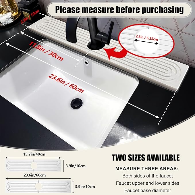 Stone Faucet Mat For Kitchen Sink, 23.6" Diatomite Quick Drying Stone Mat For - Image 4