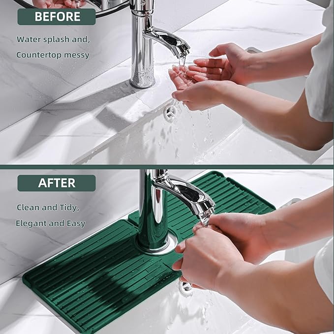 Faucet Mat for Kitchen Sink, Silicone Faucet Handle Drip Catcher Tray, Drying - Image 5