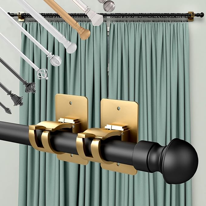 4 Pieces Self Adhesive Curtain Rod Bracket Universal Plastic Curtain Rod Holders - Image 7