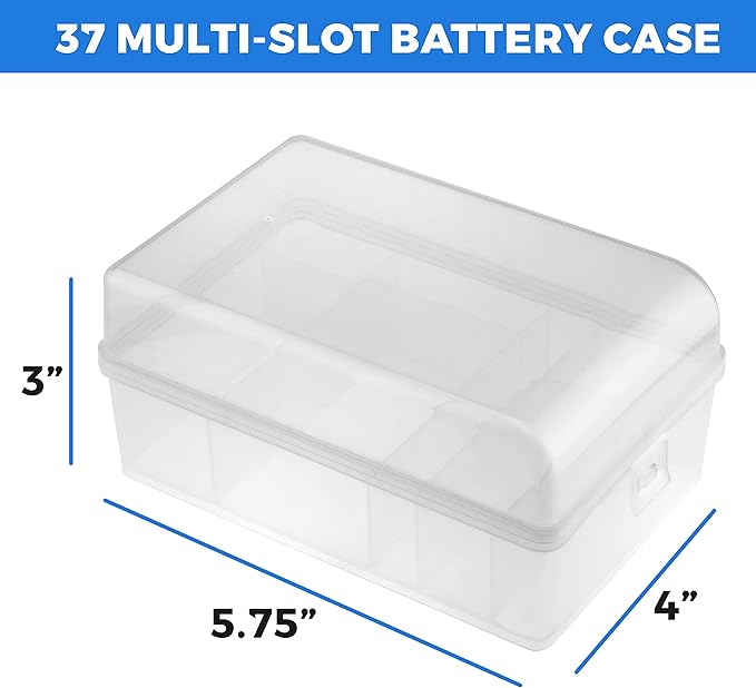 GlossyEnd Set of 2, 37 Slot Multi Battery Storage Box, Battery Storage Case - Image 4