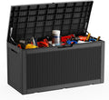 DRATO 100 Gallon Large Deck Box, Outdoor Storage Box for Patio Furniture, Patio Cushions, Gardening Tools, Pool Supplies,660lbs Weight Capacity,Waterproof Resin Storage Boxes（Black，100 Gallon） by DRATOprovidesawarmandcozy