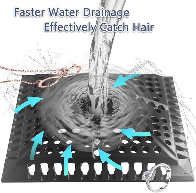 Shower Drain Hair Catcher, Square Silicone Shower Drain Cover - Image 5