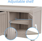 3 Doors Shoe Bench, Waterproof & UV-Resistant, Resin Shoe Cabinet Indoor & Outdoor Use, Entryway Bench with Adjustable Shelves & Hidden Storage Space for Bedroom, Hallway, Grey - Image 6
