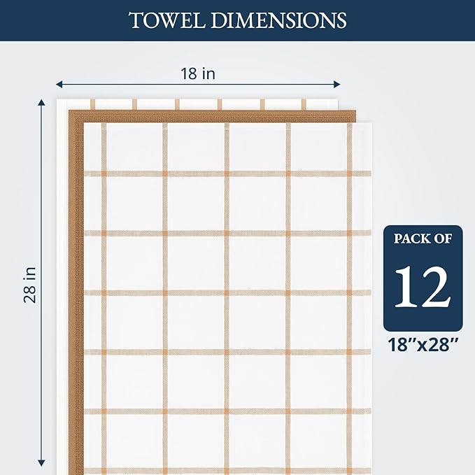 LANE LINEN Kitchen Towels & Dishcloths Set of 12-100% Cotton, Quick-Drying 18” - Image 3