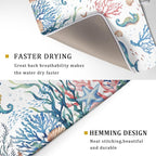 Giwawa Coastal Ocean Dish Drying Mat Seahorse Whales Drainer Rack Mats 18"x24" - Image 3