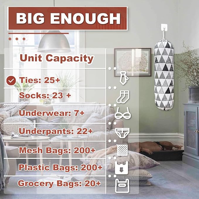 Plastic Bag Holder, Wall Mount Plastic Bag Organizer, Washable Large Grocery - Image 4