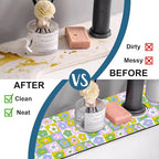Cute Flowers Sink Splash Guard Retro Floral Faucet Absorbing Mat Fast Drying - Image 6