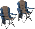 2 Pack Folding Camping Chairs for Adults - High Back Padded Outdoor Lawn Chairs with Lumbar Support & Cup Holder, 400lbs Heavy Duty Portable Camping Chairs Set (Blue & Brown, 2 PCS) by Unknown