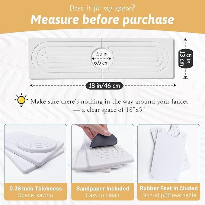 Faucet Mat for Kitchen Sink, Super Absorbent, Prevents Moisture Buildup - Image 2