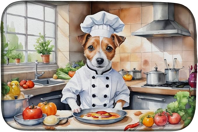 Caroline's Treasures DAC6270DDM Jack Russell Terrier The Chef Dish Drying Mat by CarolinesTreasures