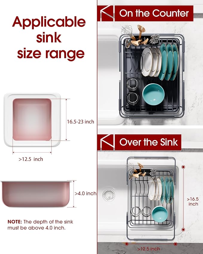 Extendable Dish Drying Rack Over Sink - Image 2