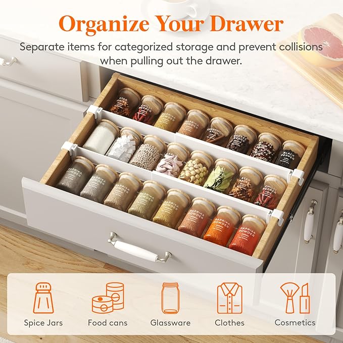 Lifewit 3.1" High 6 Pack Hanging Kitchen Drawer Dividers, 26-42cm/10-17 - Image 2