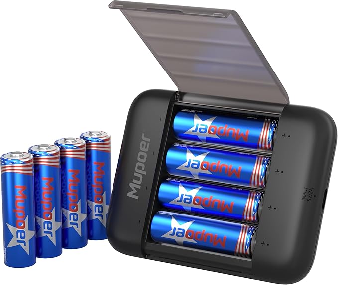 Rechargeable AA Lithium Batteries by Mupoer