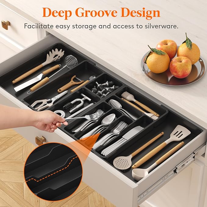 Lifewit Utensil Organizer for Kitchen Drawer, Expandable Cooking Silverware Tray - Image 8