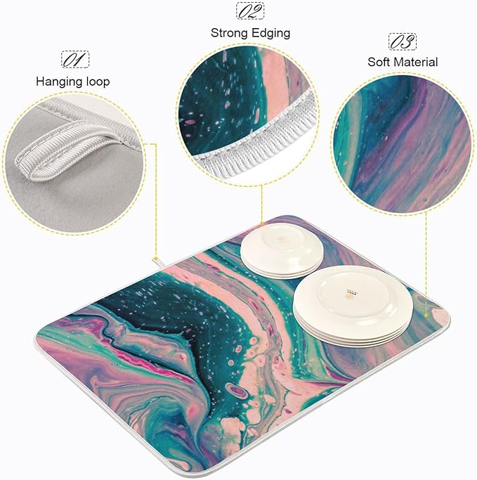 Super Absorbent Dish Drying Mat, Microfiber Fast-Drying Dish Mat, Kitchen Dish - Image 4