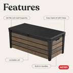 Keter Everwood 120 Gallon Resin Signature Collection Large Outdoor Storage Box for Patio Furniture, Outdoor Cushions, Garden Tools and Pool Gear, Walnut - Image 4