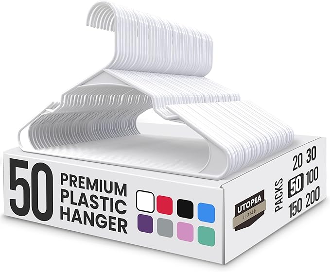 Utopia Home - Plastic Hangers 50 Pack - Space Saving Clothes Hanger - Durable by UTOPIAHOME