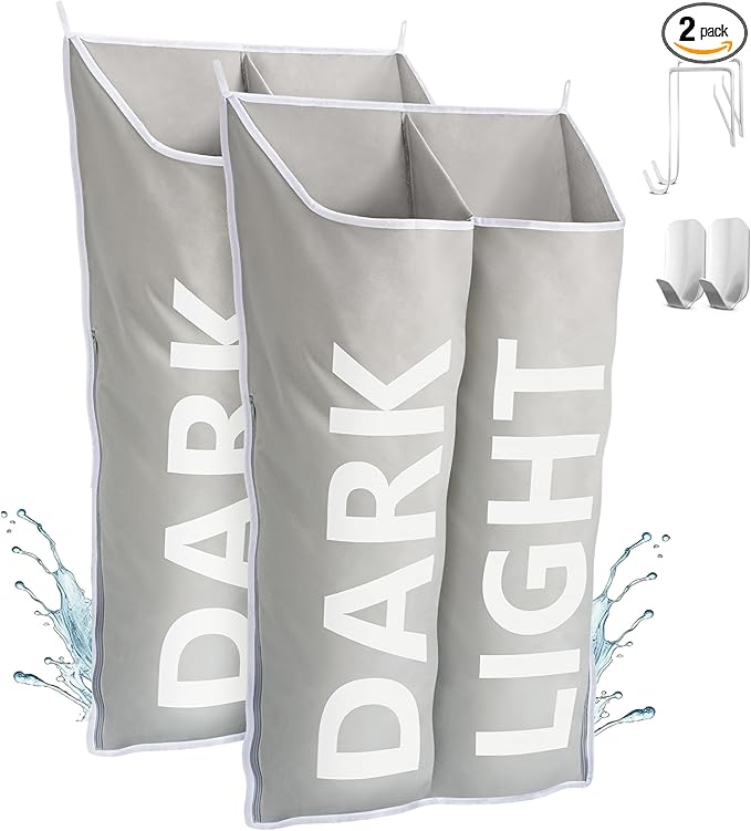 Hanging Laundry Hamper Bag XL 40x22", Space Saving over the Door Storage Bags by DONAQ