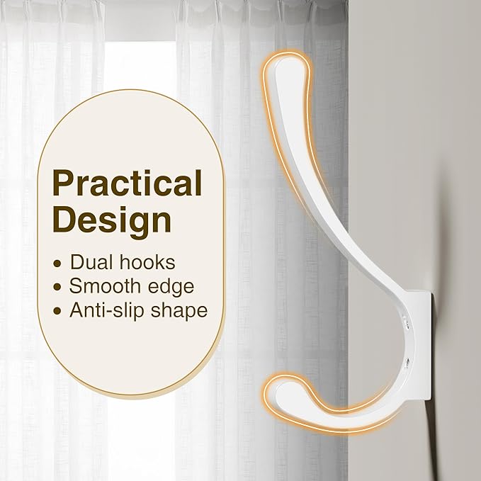 Coat Hooks Wall Mount, Hooks for Hanging Heavy Duty, Screw in Wall Hanger for - Image 4